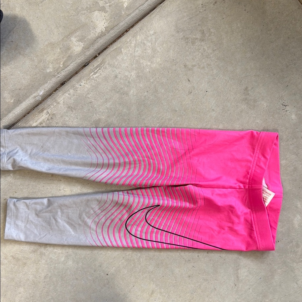 Nike Pink and Gray Gradient Leggings